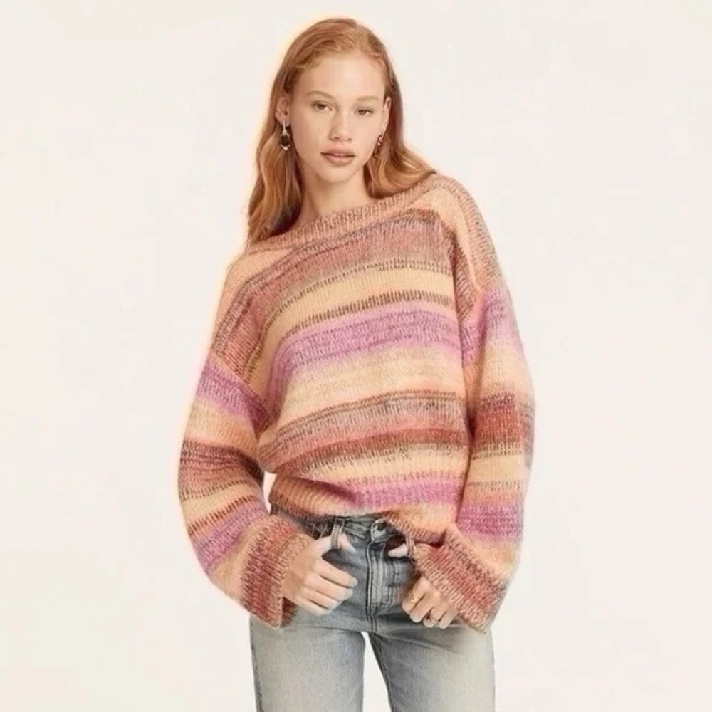 J.Crew wide-sleeve alpaca-blend sweater in ombré stripe